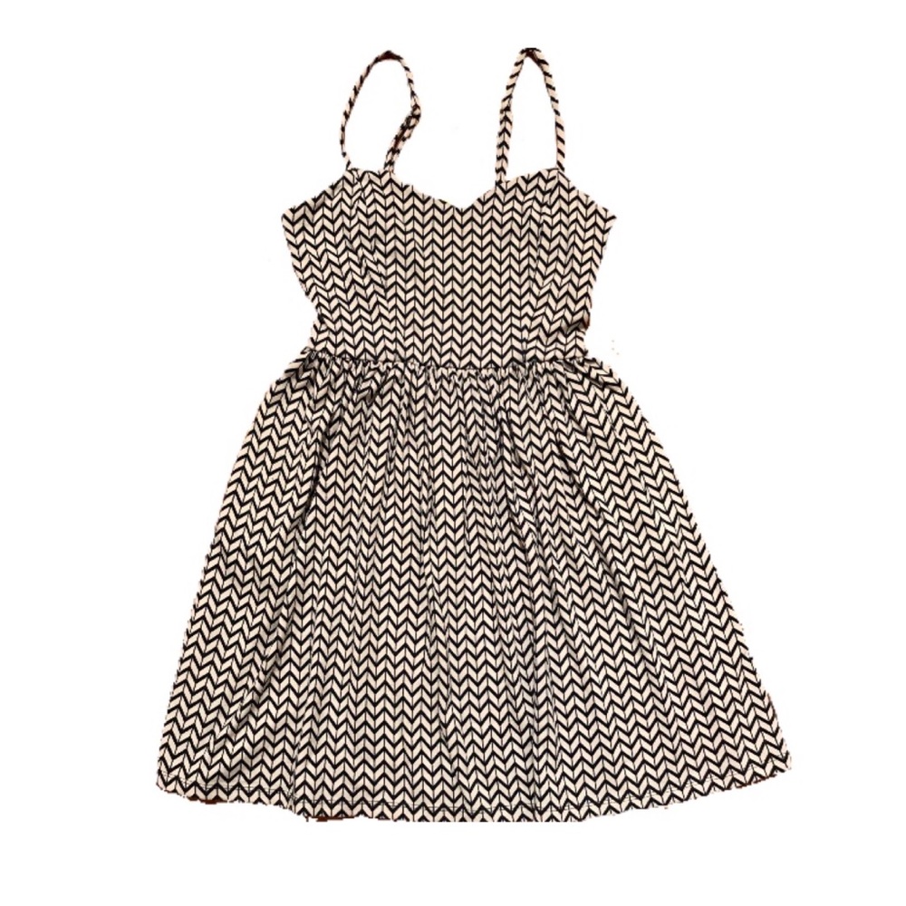 Cute Navy & Cream Chevron Spaghetti Strap Dress
